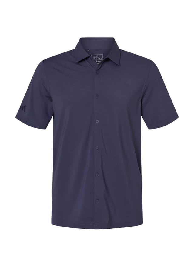Adidas Men's Button Down Short Sleeve Shirt - Navy 3XL