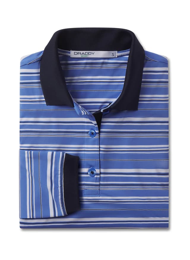 B. Draddy Women's The Daisy Long-Sleeve Polo - Blue LG