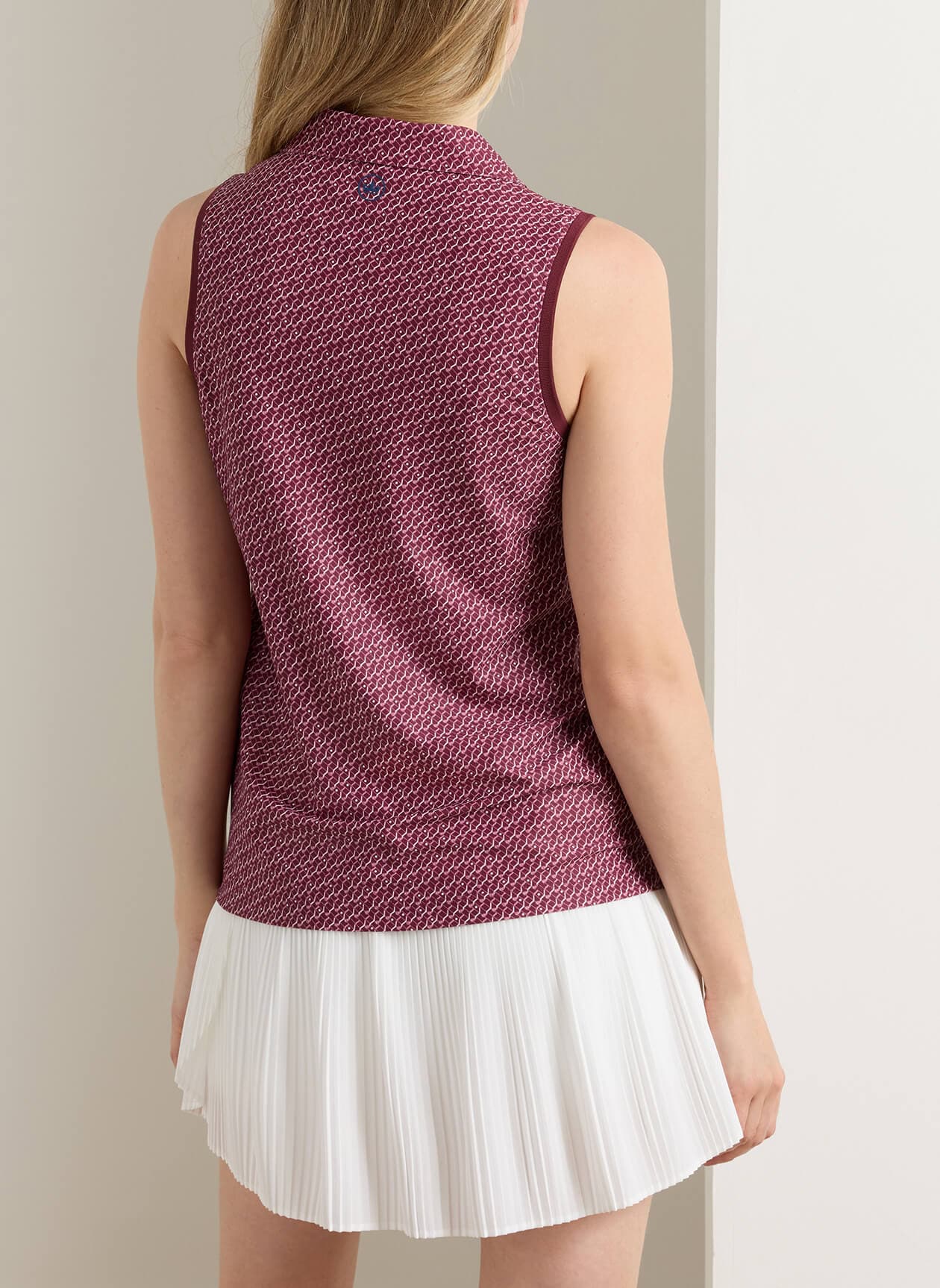 Peter Millar Women's House Of Clubs Banded Sport Mesh Sleeveless Button Polo - Red LG