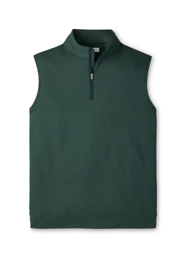 Peter Millar Men's Galway Melange Performance Quarter-Zip Vest F26 - Green 3XL
