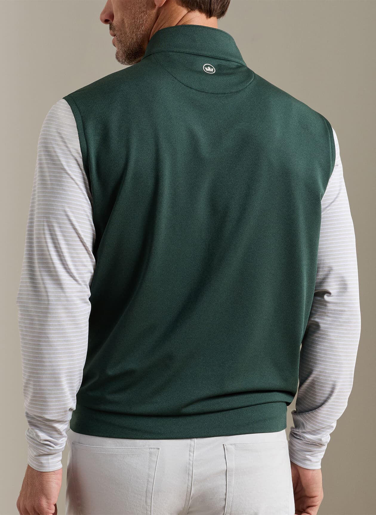Peter Millar Men's Galway Melange Performance Quarter-Zip Vest F26 - Green 3XL
