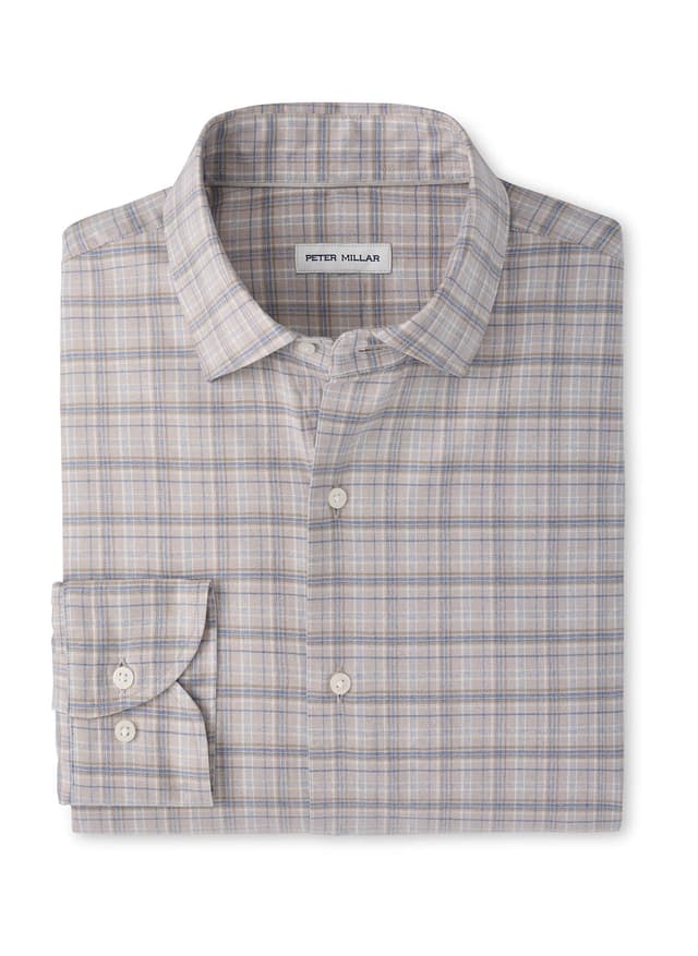 Peter Millar Men's Griffin Crown Soft Twill Sport Shirt - Light Grey 3XL