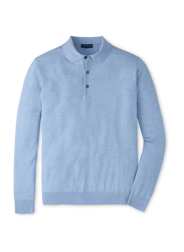 Peter Millar Men's Dorset Sweater Polo F26 - Cyan 3XL