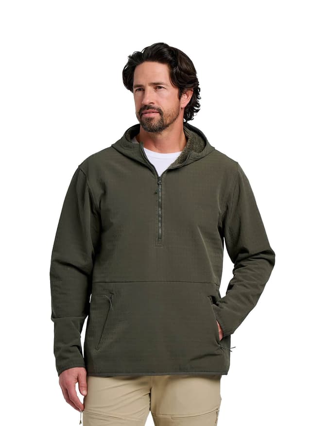 Free Fly Men's Gridback Fleece Anorak Hoodie - Green LG