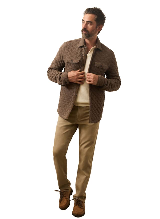 Faherty Men's Epic Quilted Fleece CPO SS23 - Brown LG