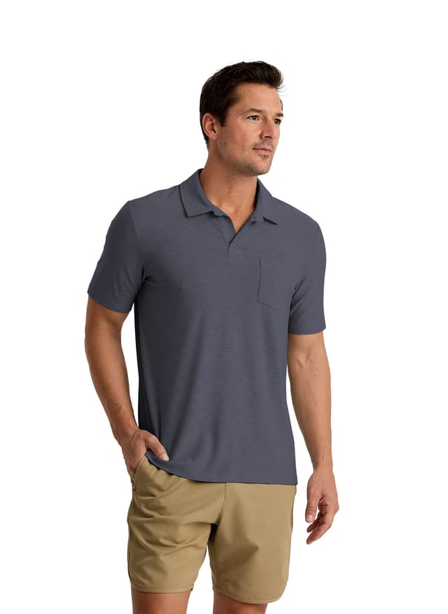Free Fly Men's Bamboo Slub Polo II - Dark Grey 3XL
