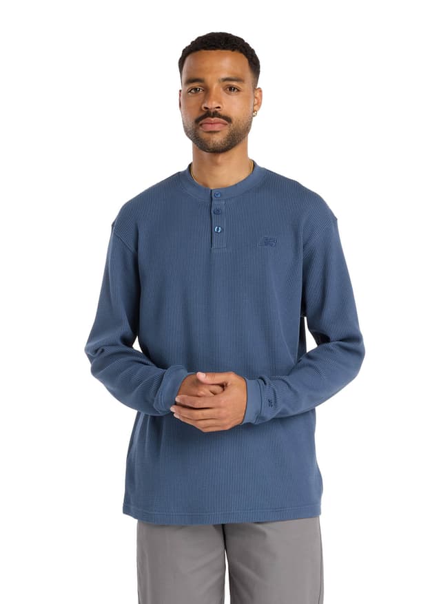 New Balance Men's Numeric Waffle Knit Henley - Blue LG