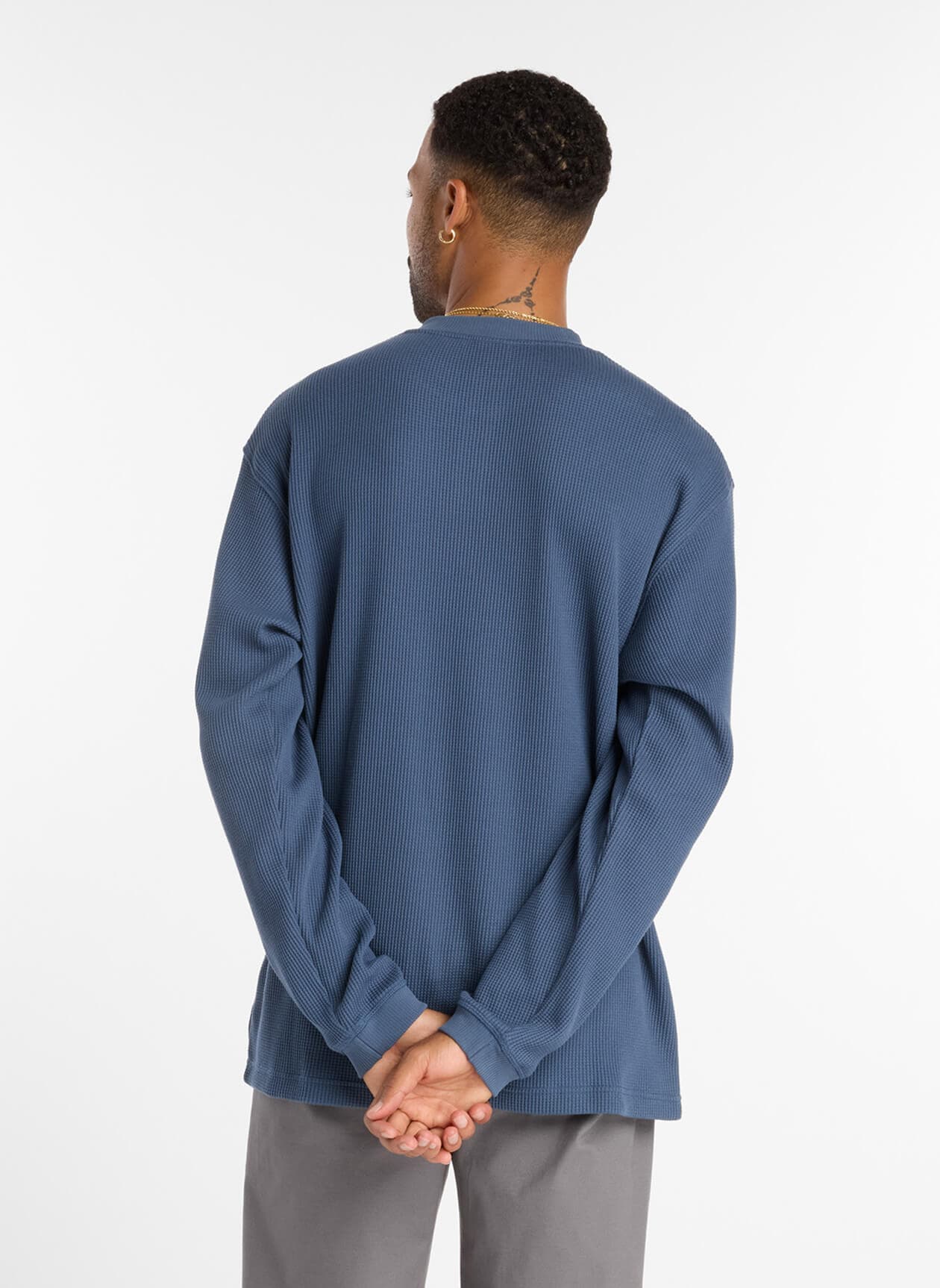 New Balance Men's Numeric Waffle Knit Henley - Blue LG