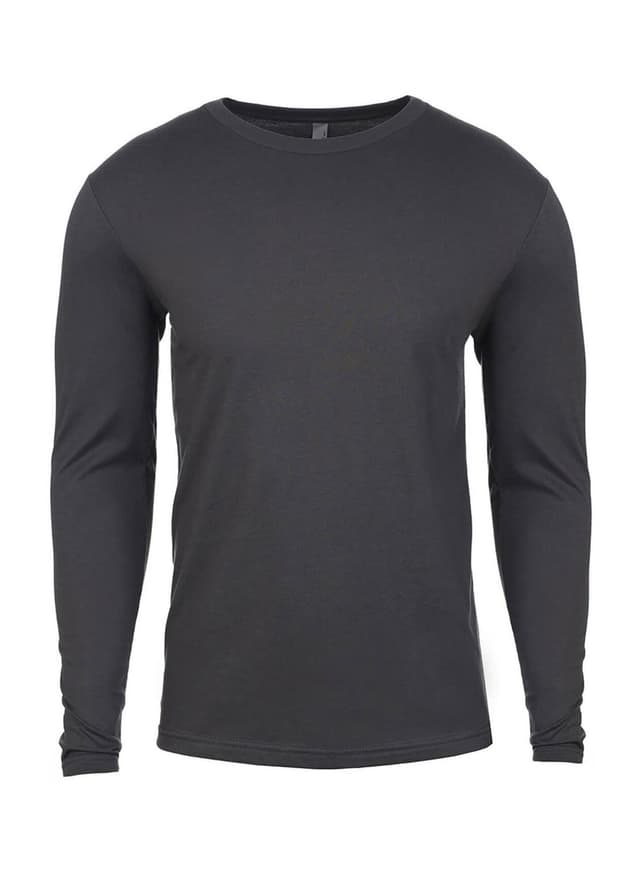 Next Level Men's Cotton Long-Sleeve Crew T-Shirt - Dark Grey LG