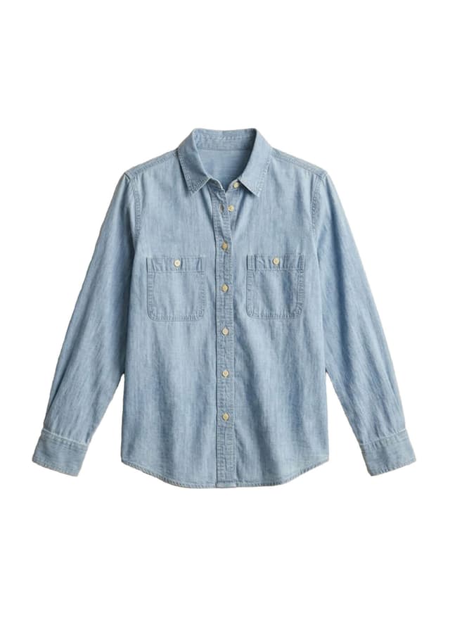 Faherty Women's Tried & True Chambray Classic Shirt - Cyan LG